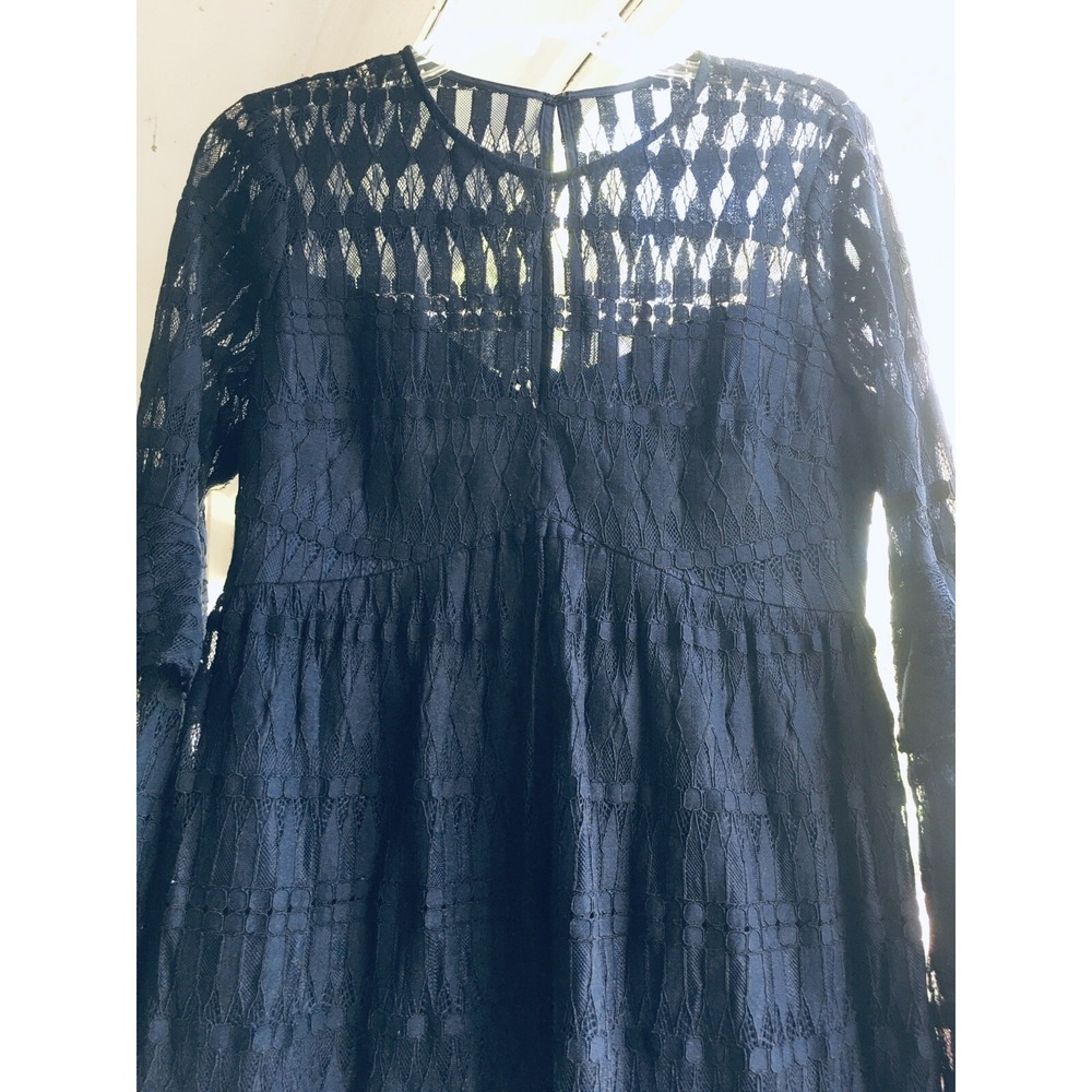 TRINA TURK Wynton Dress Sz 6 Long‎ Sleeve Lace Navy Cocktail Party Dress Wedding - Picture 12 of 12